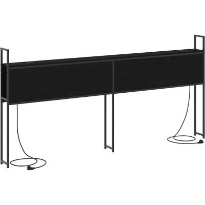 Image of Storage Headboard Black oak 200 cm Engineered wood vidaXL