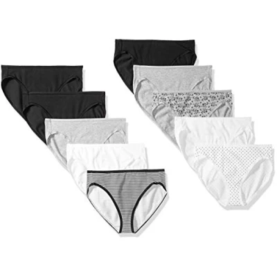 Image of Amazon Essentials Women&#039;s Cotton High Leg Brief Underwear (Available in Plus Size), Pack of 10, Neutral, 18