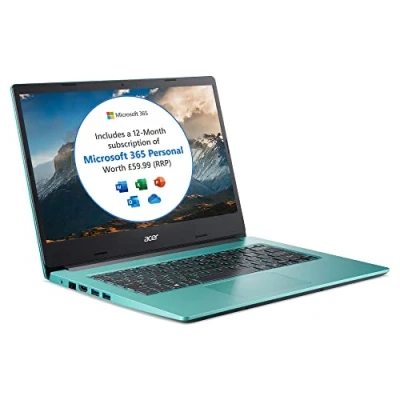 Image of Acer Aspire 1 A114 33 14 inch Laptop (Intel Celeron N4500, 4GB RAM, 64GB eMMC, Full HD IPS Display, Windows 10 in S Mode, Office 365 Personal, Blue) (Renewed)