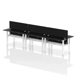 Image of Air B2B 1400x600mm Adjustable 6P Bench Desk CP Black/White + Screen