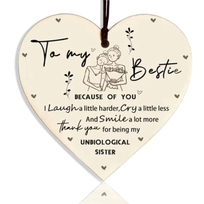Image of for Women Best Friend Plaque, Birthday Special Wooden Heart Hanging Thoughtful Plaques Decorations Novelty Sign Memorial Quote Forever Love Xmas
