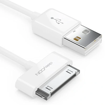 Image of deleyCON 0.5m 30 Pin USB Cable Dock Connector Sync Charging &amp; Data Compatible with IPhone 4s 4 3Gs 3G IPad IPod White