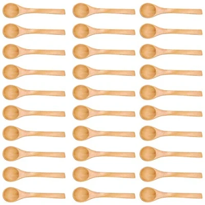 Image of 30Pcs Wooden Spoons for Cooking Dishwasher Safe Mini Natural Spoon Children Eating Kitchen Condiment Tools Ice Cream Sugar Honey Coffee Teaspoon(4.9inch)