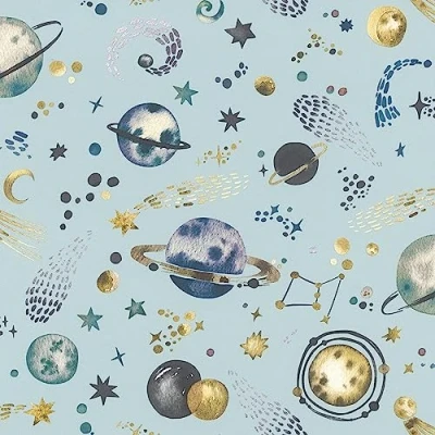 Image of Rasch Wallpaper 300949 Non Woven with Space Motif and Planets 10.05 m x 0.53 (L W)