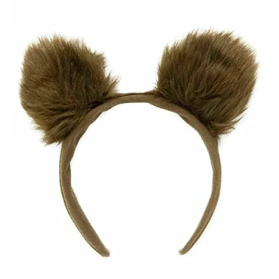 Image of jokeshop Brown Fluffy Bear Ears on Headband Goldilocks Plush Teddy Animal Word Book Day Adult Fancy Dress Costume
