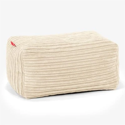 Image of Lounge Pug CORD Bean Bag Footstool Small Cream (Size 20cm H x 35cm D 45cm Wide)