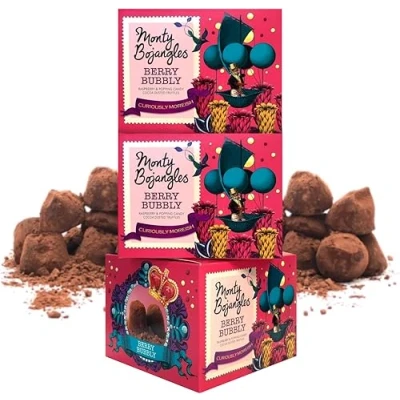 Image of Monty Bojangles Berry Bubbly 3 Gift Boxes Choose from 10 Flavours Cocoa Dusted Truffles, x 100g (Gift Pack 300g)