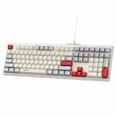 Image of MAMBASNAKE V300 Retro 108 Key Wired Gaming Keyboard, Mixed Color Membrane Keyboard with RGB Backlit, Full Size Multimedia Keys, US layout, Spherical keycaps for Laptop/Computer Gray Red