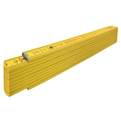Image of STABILA Folding Rule Type 407, 2 m, Yellow, Metric Scale, Angle Function, PEFC Certified Wood, Sheet Steel Joints with Integrated Spring