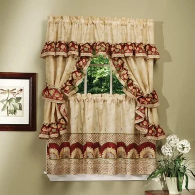 Image of Achim Home Furnishings Sunflower Printed Cottage Set 57&quot;x36&quot;