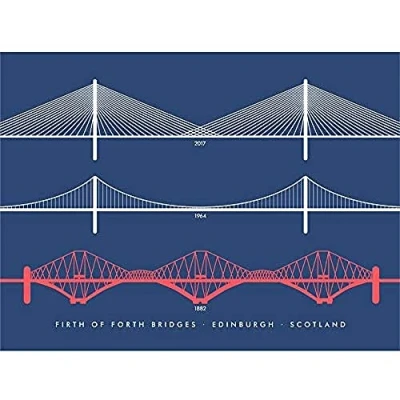 Image of Wee Blue Coo Firth Forth Bridges Edinburgh Scotland Queensferry Art Print