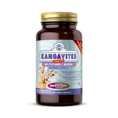 Image of Solgar Kangavites Bouncing Berry Complete Multivitamin and Mineral Formula Chewable Tablets Pack of 120 28 Active Ingredients Supports a Healthy Lifestyle Vegan Gluten Free