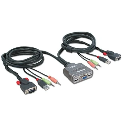 Image of LINDY KVM Switch Compact USB Audio 2 Port