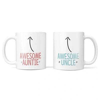Image of TeHe Gifts Gift for Auntie &amp; Uncle Mug Set of Two from Nephew Niece Birthday Christmas Godparents