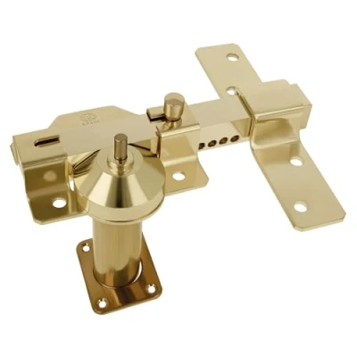 Image of Amig Surface Mounted Bolt for Doors with Security Cylinder and Opening Latch Steel Gold Colour 70 mm Includes 5 Dimple Keys 88 x 153