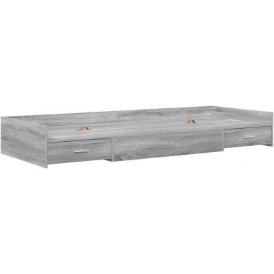 Image of vidaXL Storage Bed Frame Grey Sonoma 100 x 200 cm Engineered wood