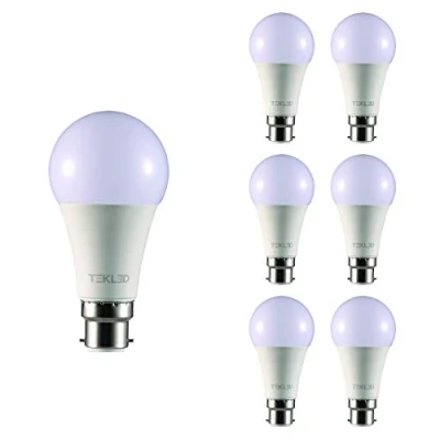 Image of TEKLED® A60 LED Bulbs B22 Bayonet Cap Energy Saving 12W Light Bulb 100W Incandescent Equivalent 4000K 1020LM NONDIMMABLE 6 Pack Cool White