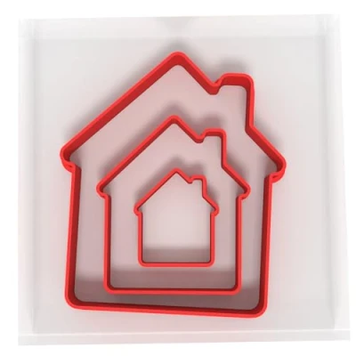 Image of JUST Cutters House Shape Set of 3 Plastic Cutter for Baking, Fondant, Clay, Pastry, Icing, Jewellery (3/5/8CM)