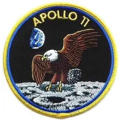 Image of Nasa Apollo 11 Yellow Border Embroidered Badge Patch Sew on or Iron 10cm