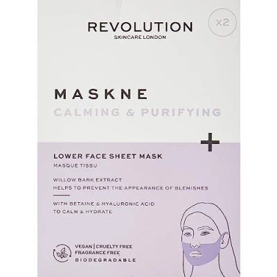 Image of Revolution Beauty London Skincare, Maskne Calming and Purifying, Lower Face Sheet Mask