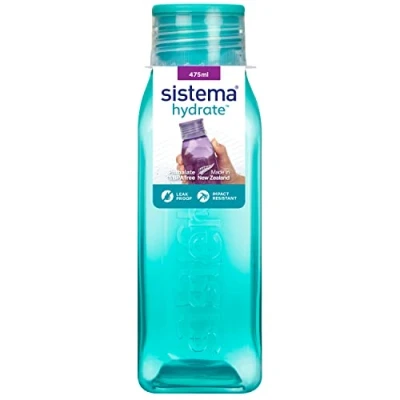 Image of Sistema Square Water Bottle 475 ml Leakproof Kids BPA Free Assorted Colours (Not Selectable) 1 Count