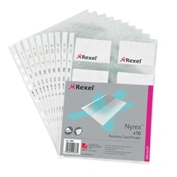Image of 10x Rexel Nyrex Business Card Pocket A4 Pack of 10