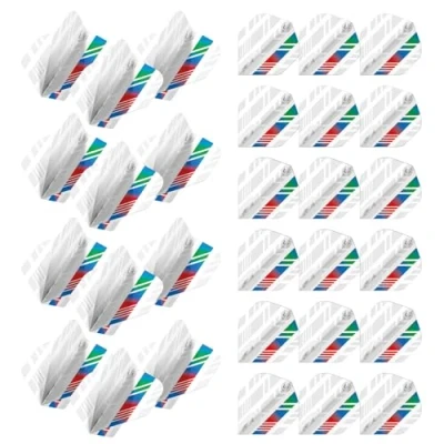 Image of WINMAU Prism Delta Stripe Design Extra Thick Dart flights 10 sets per pack (30 in total) (White &amp; Green)