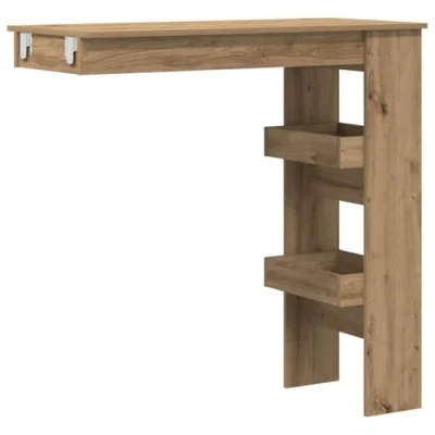 Image of vidaXL Wall Bar Table Modern Artisan Oak Rectangular for Kitchen or Living Room 102x45x103.5 cm Engineered Wood with Storage Compartments