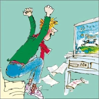 Image of Greeting Card Male Birthday Man Watching Football by Quentin Blake