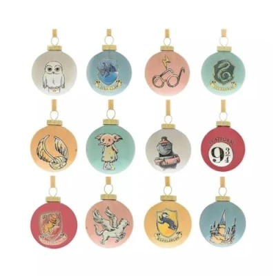 Image of Harry Potter Cute Hedwig Dobby Hogwarts Mini Christmas Baubles (Set of 12) in Gift Box