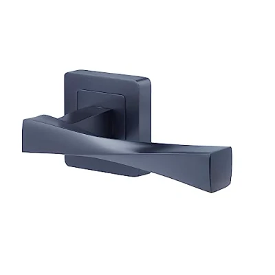 Image of Yale Pair of Door Handles on Verona Rose Matte Black Function Rosettes Including Keyhole 7mm Square Interior and Exterior Door, YPP7 V PC