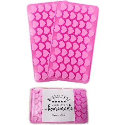 Image of Heart Shape Silicone Molds 2 Pieces 55 Cavity Mini Candy Ice Jelly Sweets DIY Wax Melt Moulds Baking Accessoire for Party Cake Decoration