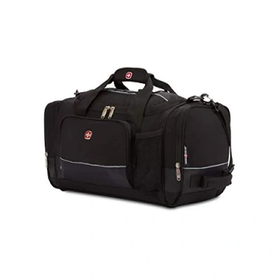 Image of SwissGear Apex Duffle Bag for Travel and Gym with Bungee Cord System, Black, 20 Inch, Bags