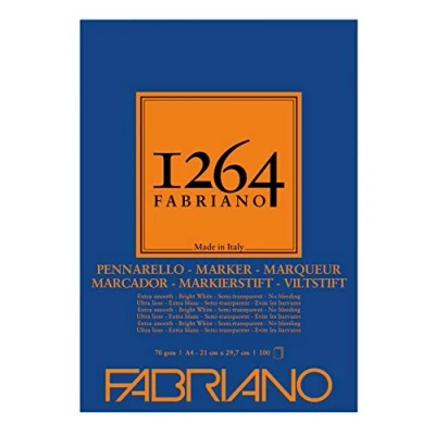 Image of Fabriano Honsell 19100640 Layout Pad 1264 70 g/m² DIN A4 100 Sheets Extra White Semi Transparent Paper for Alcohol, Solvent and Water Based Markers