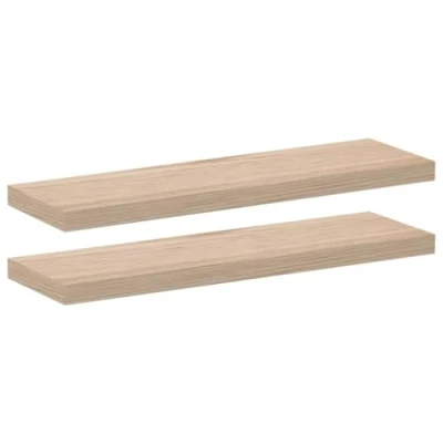 Image of vidaXL Floating Shelves Wall Shelf Display Storage 2 pcs Durable Engineered Wood, Oak Veneer, 80x23.5x4 cm for Kitchen/Living Room/Bathroom/Bedroom Use, Brown