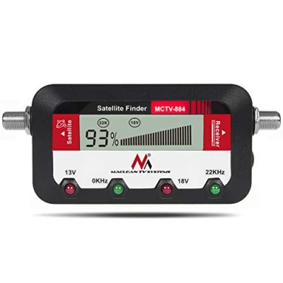 Image of Maclean MCTV 884 Digital Satellite Finder with 25cm F connection Cable LCD Display Easy to Read, Sound Output Adjustment of Antennas