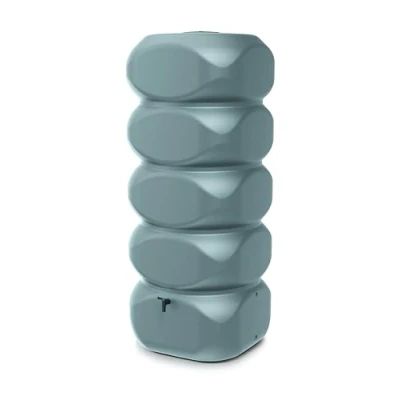 Image of Garden Large Rectangular Plastic Water Butt Set Inc Connection kit 350 450 650 litres (Grey, 1000 Litres)