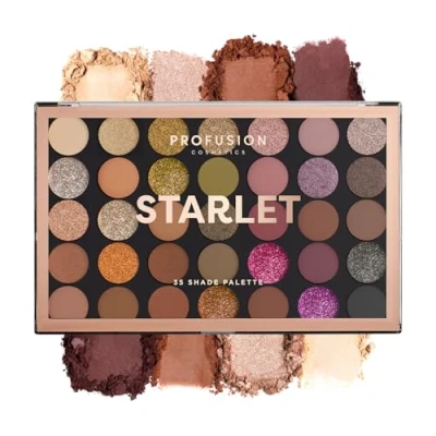 Image of Profusion Cosmetics Starlet 35 Shade Master Eyeshadow Palette (golden neutrals to deep berries and glamorous glitter hues)