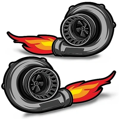 Image of Biomar Labs 2 x PVC Vinyl Stickers Turbo Boost Funny Cool Decals for Car Bumper Windows Moto Helmet B 59