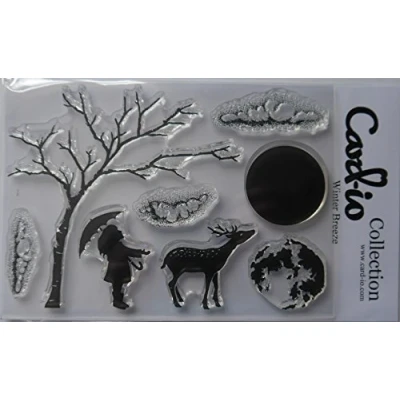Image of Card io Clear Stamp Set WINTER BREEZE Tree Child Reindeer Moonlight of 8, 21 x 10.9 0.4 cm