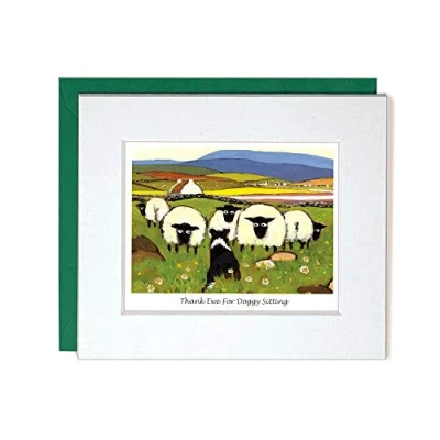 Image of &quot;Thank Ewe for Doggy Sitting&quot; Mounted Greeting Card by Thomas Joseph Thank You Sheep