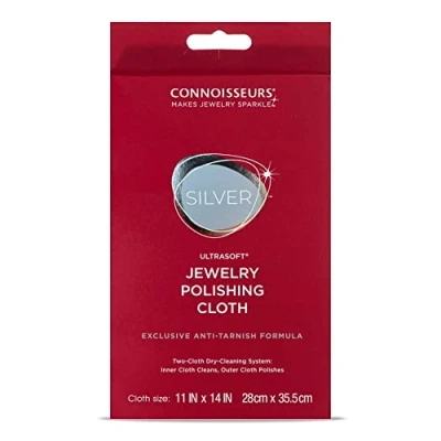 Image of CONNOISSEURS Premium Edition Extra Large Ultrasoft Polishing Cloth with Anti Tarnish, Value Size 11x14 inches, for Silver Jewelry, 11&quot;X14&quot;, not Applicable, na