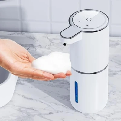 Image of Automatic Soap Dispenser, Wall Mounting, Non Contact 380 ml, Electric Dispenser with Sensor, USB Rechargeable Foam for Bathroom, Kitchen, Office