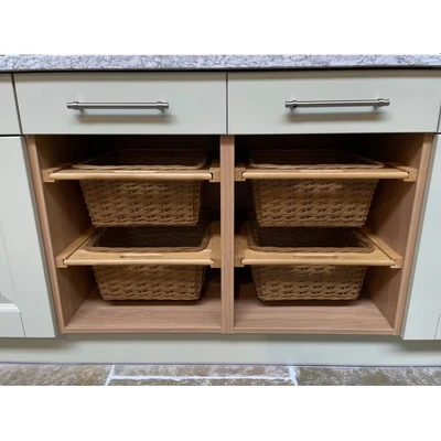 Image of MonsterShop 3 x Pull Out Wicker Kitchen Baskets 500mm