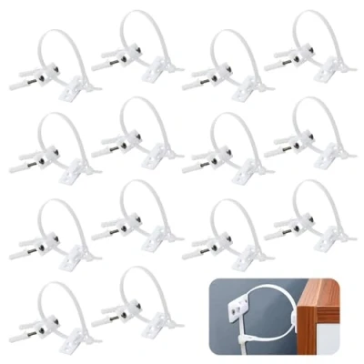 Image of Furniture Straps, 14pcs Baby Proofing Anti Tip Anchor Straps Set, Wall Fixing Falling Prevention Device for Child Safety Pet Protecting(White)