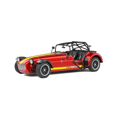 Image of solido S1801804 Caterham Collectible Miniature Car, Red/Yellow, 1:18