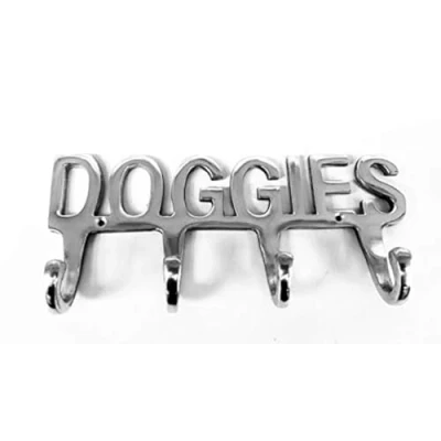 Image of Doggies Dog Pet Lead Leash Holder Rack 4 Hooks Aluminium Wall Hook Hanger Chrome Colour