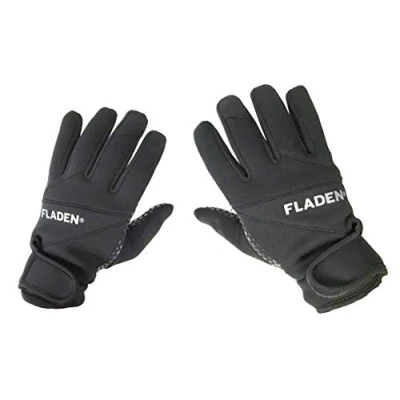 Image of FLADEN Fishing Full Fingered Soft Non Slip 2.5mm Neoprene Gloves With Pimpled Palms and Secure Wrist Band Hook Loop Fasteners For Working in Cold Damp Wet Conditions (M Medium)