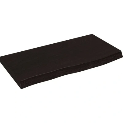 Image of vidaXL Bathroom Countertop in Dark Grey Solid Oak Wood with Live Edge and Treated Surface, Suitable for Various Applications 60x30x(2 4) cm