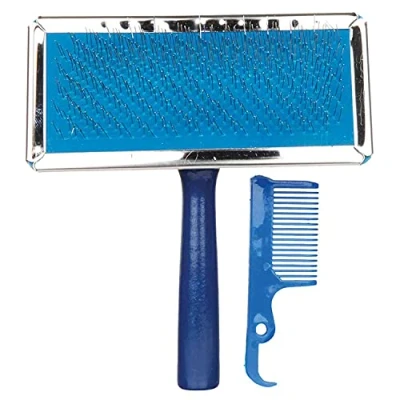 Image of Dog Slicker Brush with Wood Handle Including Cleaner Large